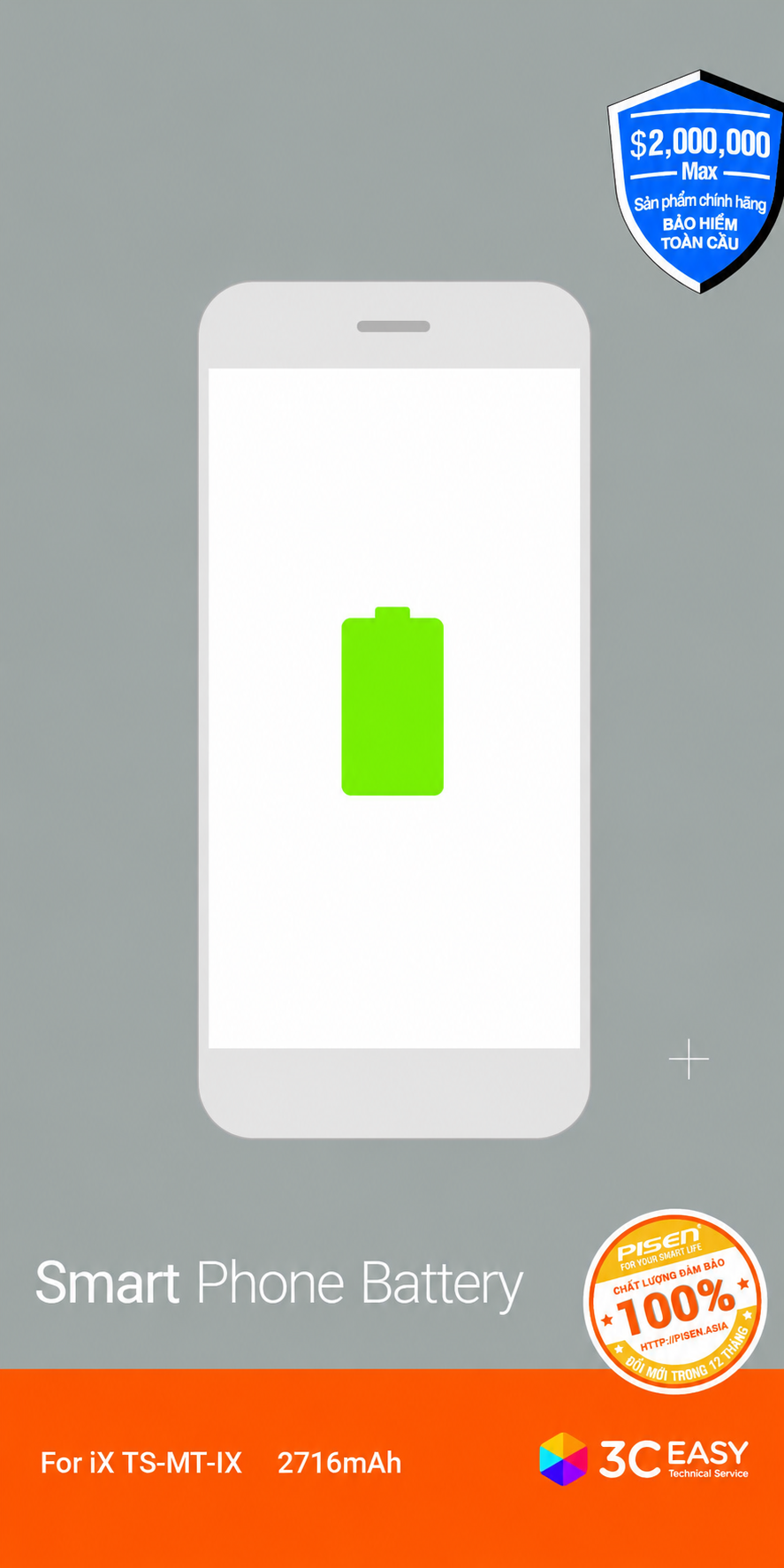 Thay Pin Pisen dung lượng chuẩn Iphone X
